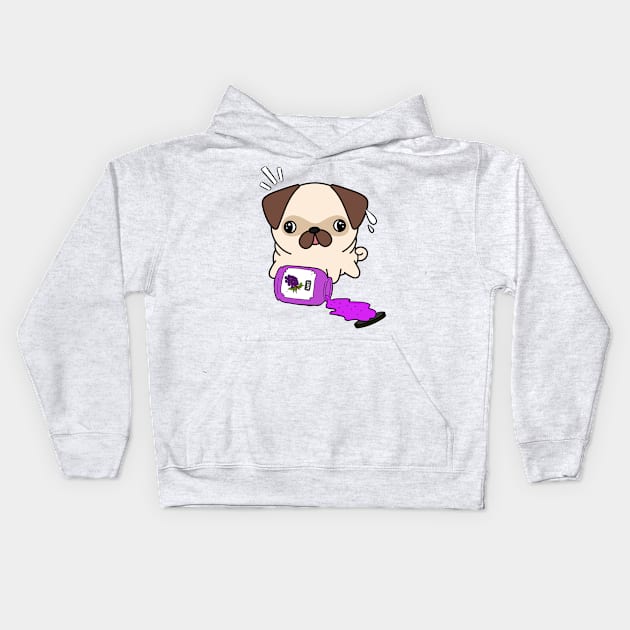 Naughty Pug Spills a jar of grape jam! Kids Hoodie by Pet Station